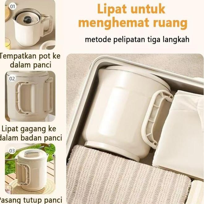 Ketel Listrik Lipat Portable Untuk Perjalanan Rumah Multifungsi Stainless Teko Listrik Lipat Mini