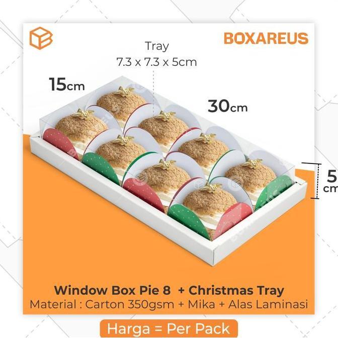 TERBARU - Dus Mika Natal Pie Christmas Box Sekat 8 Fruit Tart Dus Kue | WB Pie 8