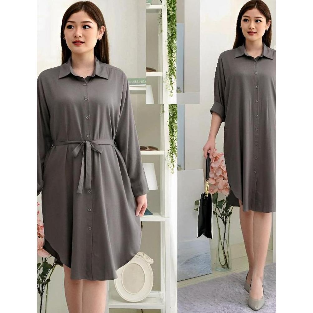 RECOMMENDED Tunik Kemeja Muslim Polos Wanita Premium  Bahan Shakilla Twill By Azka Collection