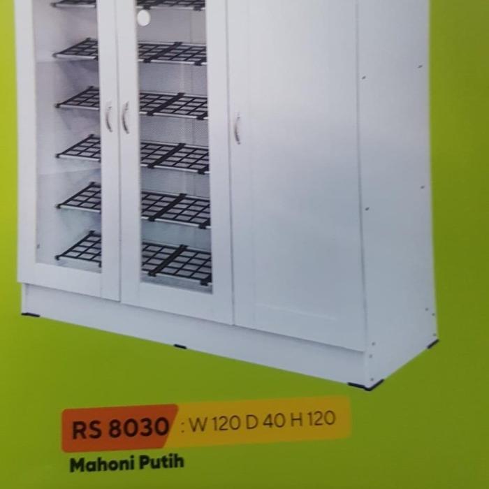 Rak Sepatu Kaca/ Tempar Sepatu Kaca Laci Panel Putih Susun 5 Susun 6