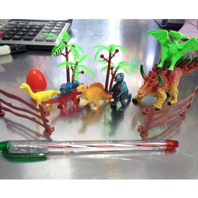 Diskont Mainan Dinosaurus Set 6 Dinosaurus 2 Pohon  2 Pagar + Telur