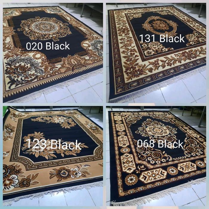 Karpet Permadani Besar Jumbo Klasik  Shafira Almaya Hitam Black Abu-abu Coklat Brown