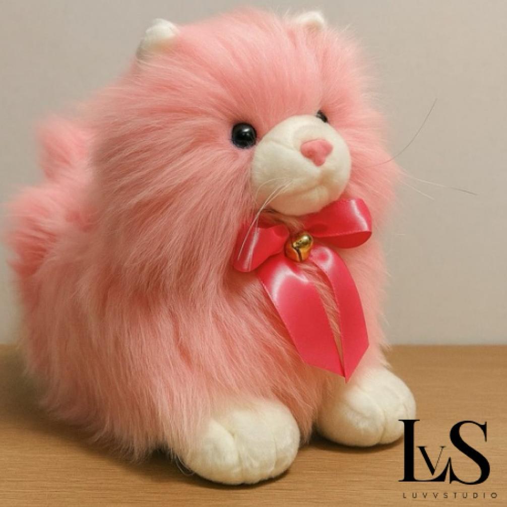 Promo Boneka Anak Kucing Anggora Bulu Panjang Pink Jumbo 50Cm Boneka Hadiah Mainan Anak Lucu Gemoy N