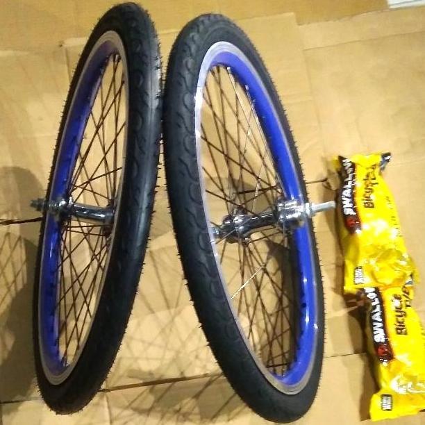 1 set ban luar dan dalam + velg sudah di setel sepeda 20 inchi seli