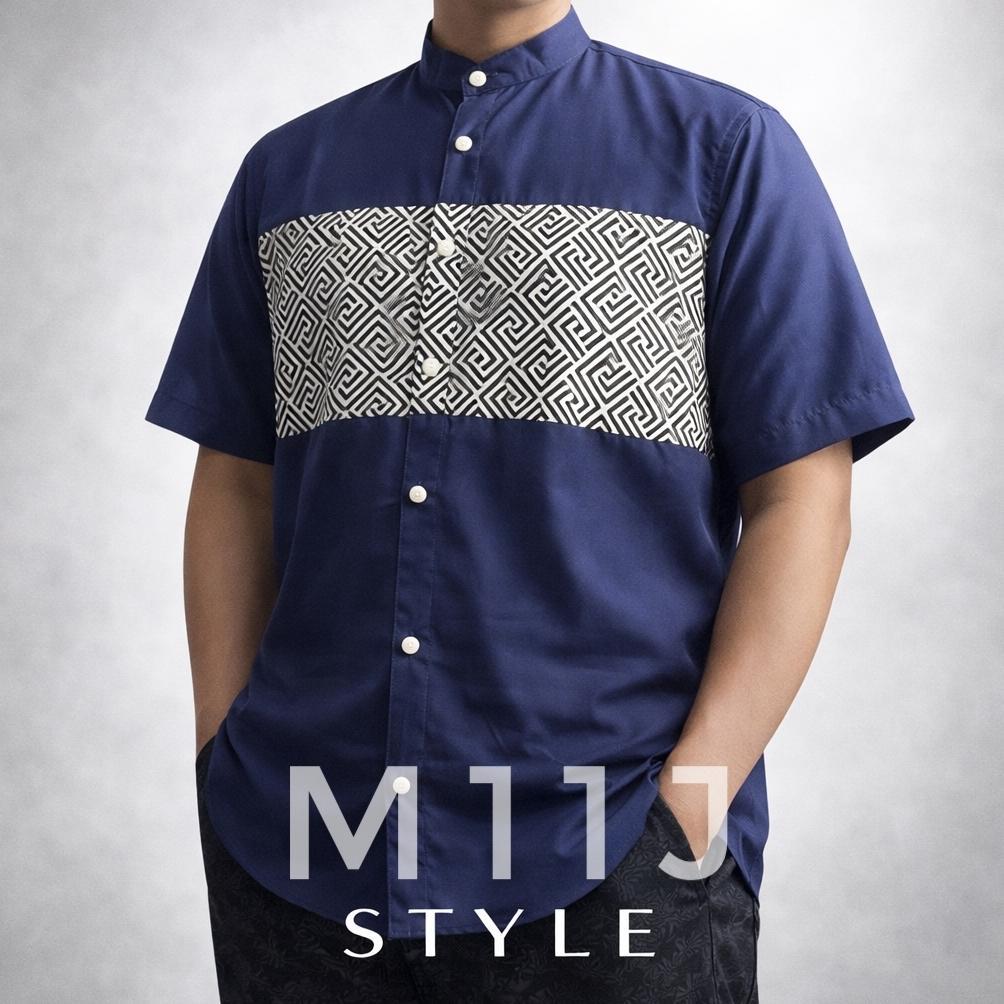 FLASH SALE BAJU KOKO PRIA LENGAN PENDEK POLOS VARIASI MOTIF UKURAN M L XL XXL HITAM PUTIH MAROON NAV