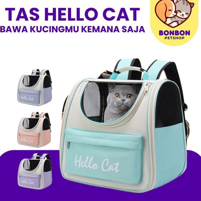 Tas Kucing Tas Ransel Kucing Pet Carrier Tas HELLO Cat Cat Bag Tas Hiking Untuk Membawa Kucing Tas R