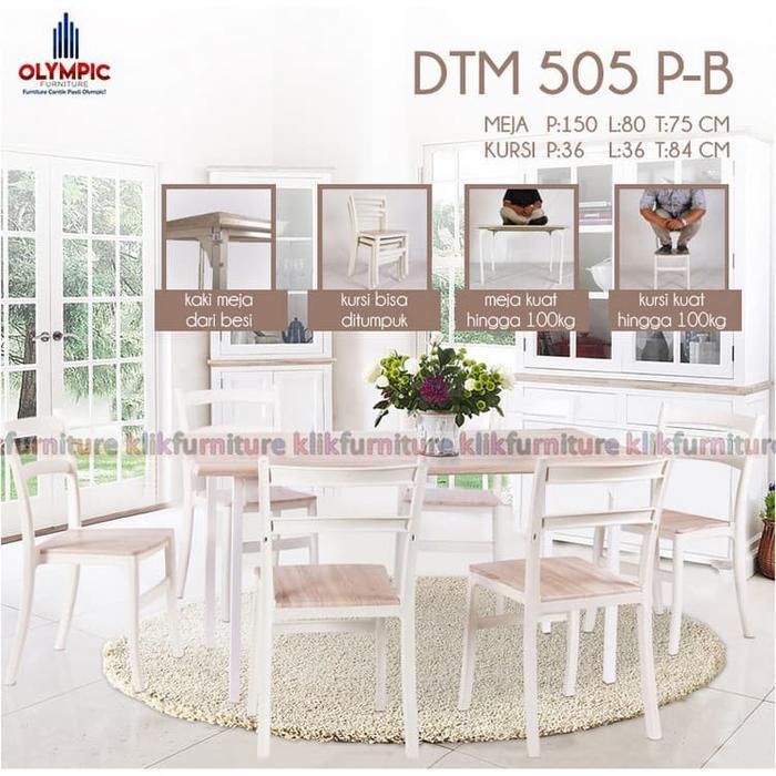 DTM 505 PB Meja Makan Besi Minimalis 6 Kursi Olympic