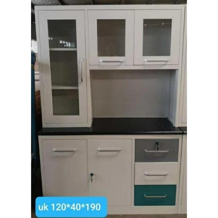 Lemari Sayur Lemari Dapur Besi 3 Pintu + Kunci