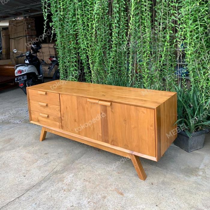 meja bufet tv buffet tv credenza minimalis kayu jati panjang 180cm