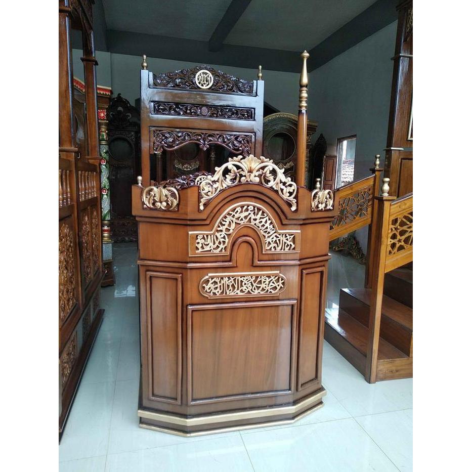 MIMBAR MASJID KERETA MIMBAR PIDATO MIMBAR KUBAH JATI MIHRAB MESJID