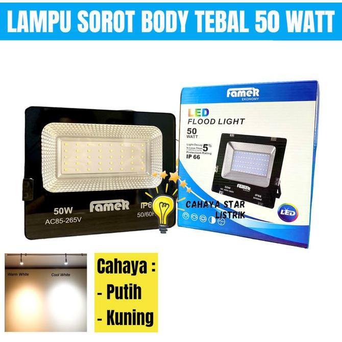 EMICO LAMPU SOROT LED 50WATT / FLOODLIGHT OUTDOOR LAPANGAN