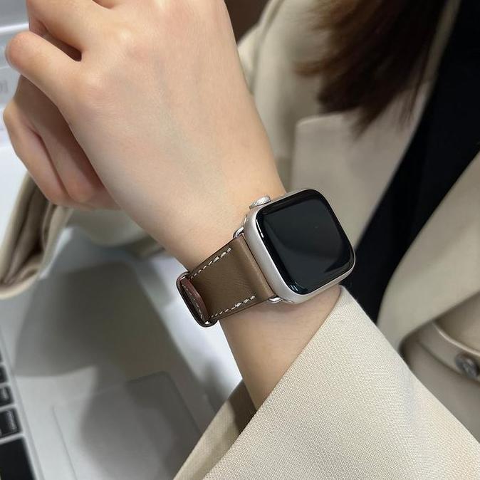 Leather Strap Band for Apple Watch Ultra 2 49mm 9 8 7 45mm 41mm 6 SE 44mm 40mm 38mm 42mm Single Tour