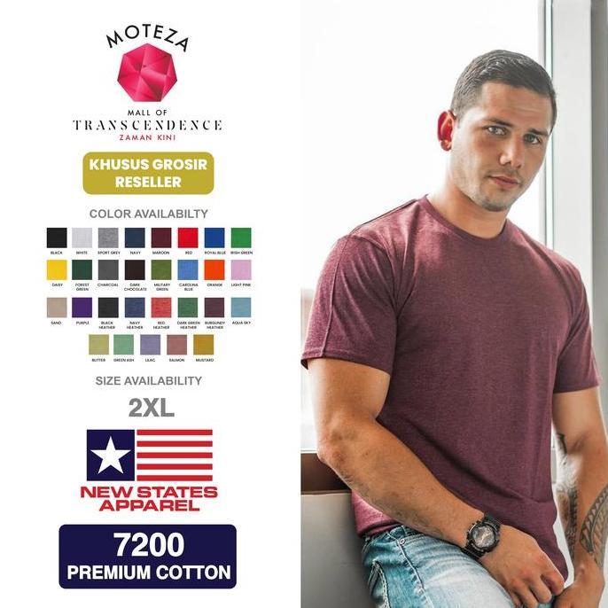 Kaos Polos Combed 24s - NSA Premium Cotton 7200 - XXL - WARNA HEATHER