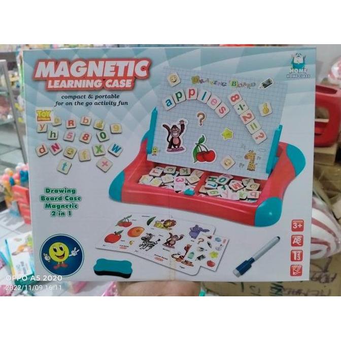 mainan papan tulis magnetic learning case anak