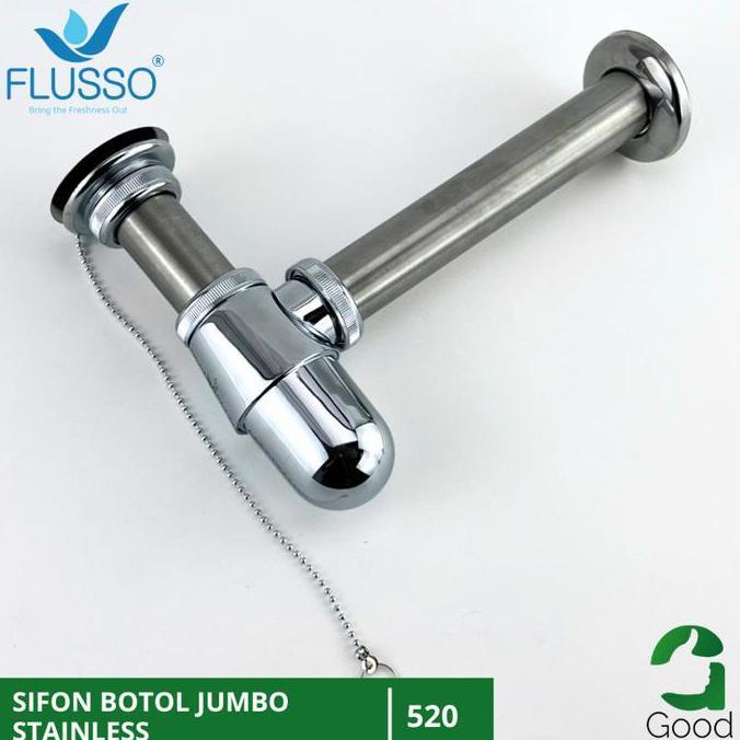 Flusso Sifon Botol Stainless Sifon Pembuangan Wastafe Cuci Tangan Jumbo Afur Wastafel 520