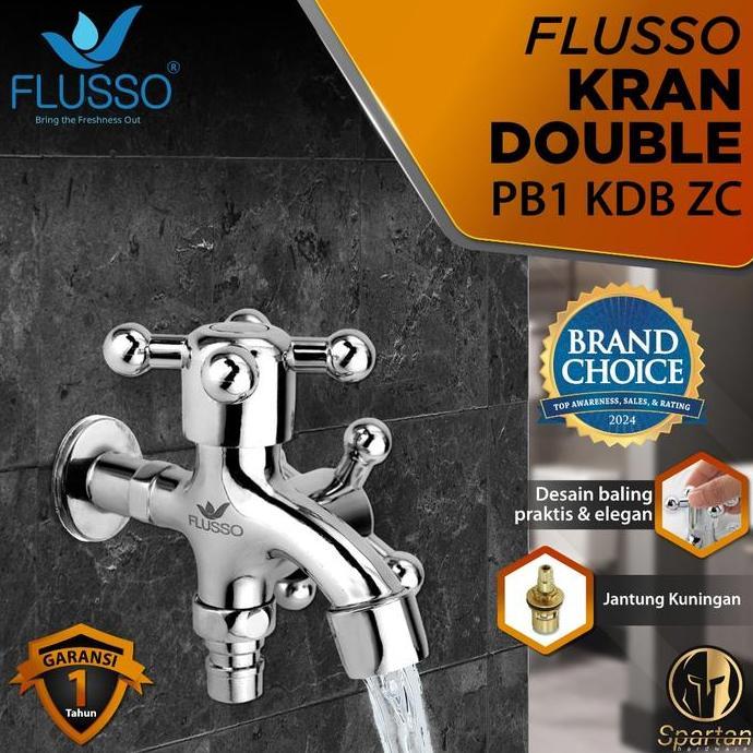Kran Cabang 2 Double Shower Kamar Mandi Flusso Stainless Baling 598 Flusso