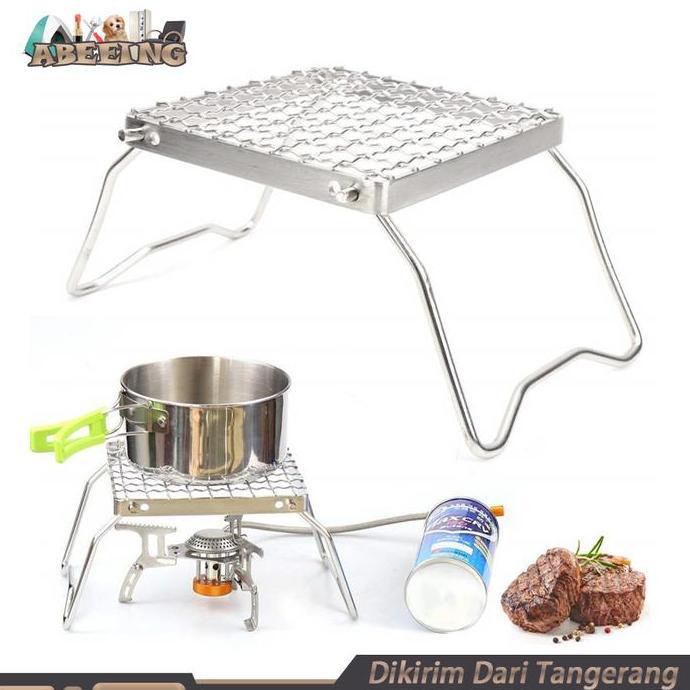 KASDIUM Rak Kompor Camping Stainless Alat Masak Panggangan Camping Outdoor