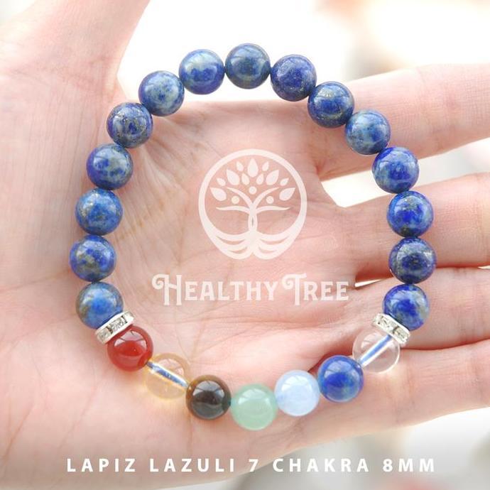 Gelang Batu Natural Kristal Afghanistan Lapis Lazuli 7 Chakra Grade AA