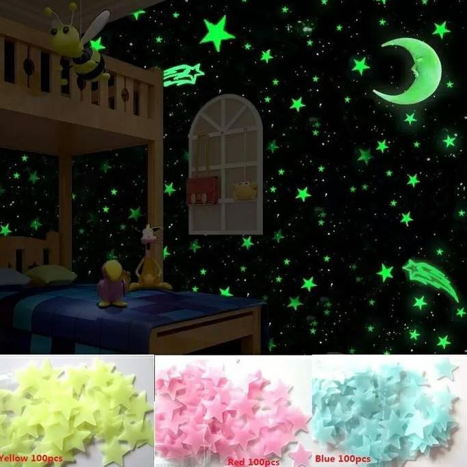 Glow in The Dark 3D stars 100pcs