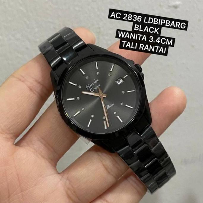 JAM TANGAN WANITA ALEXANDRE CHRISTIE AC2836 AC 2836 BLACK STEEL JAM ORIGINAL