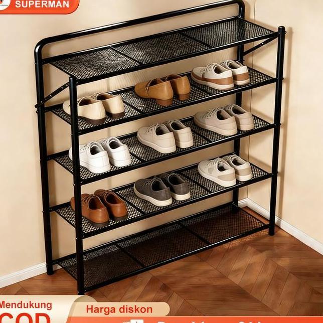 Rak Sepatu Lipat Stainless 36 Susun Rak Sandal Baja Karbon Rak Sepatu Penyimpanan Portable Kokoh