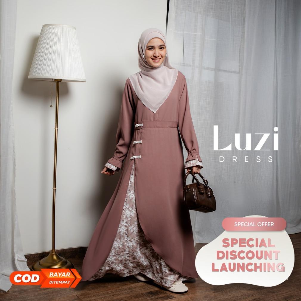 Promo Baru Jilbrave Luzi Dress Gamis Cheongsam Embroidery Elegant Modest