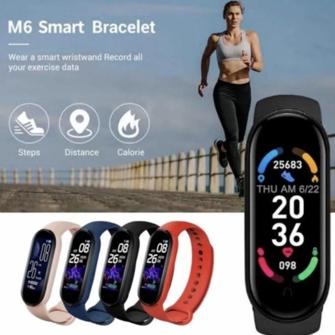 SmartWatch M6 Smartband Like Mi Band 2022 Anti Air Original Jam Pintar