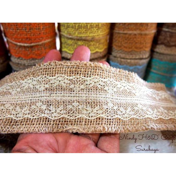 Okushonga- Burlap Goni 5Cm / Roll "2Meter" - Pita Goni - Renda Goni - Kain Goni