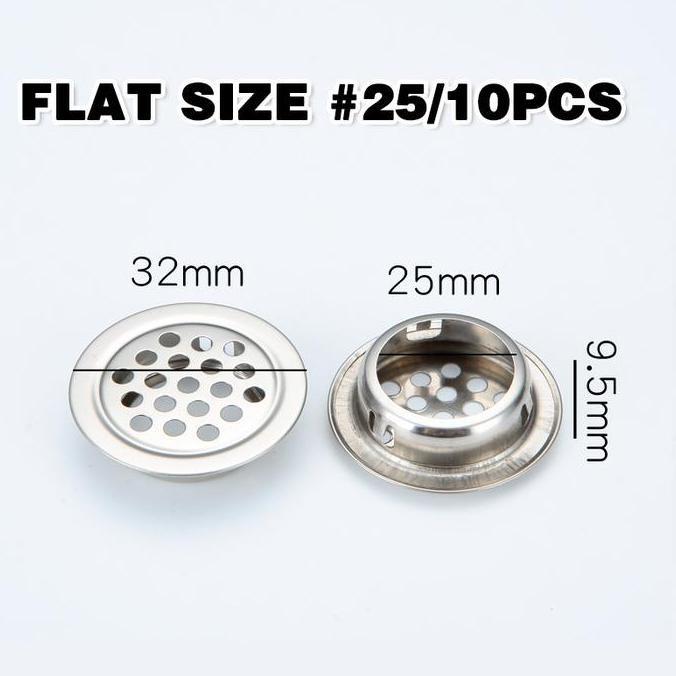 SEIRAKY 10pcs Saringan Hawa Bulat Stainless Saringan Udara Lubang Hawa Bulat Ventilasi Kabinet