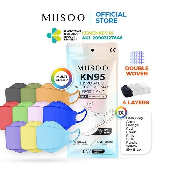 SEIRAKY MIISOO Disposable Masker KF94 EVO  Multi Color N95 KN95 Masker wajah 4ply