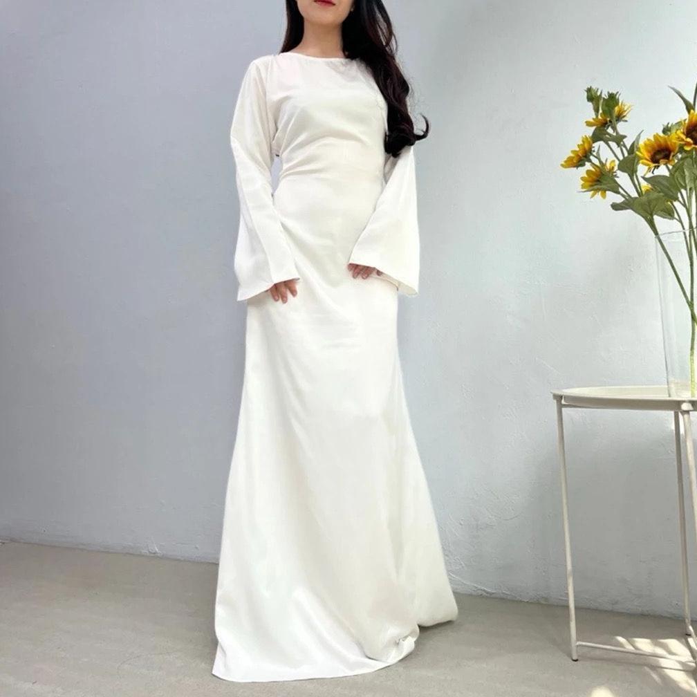 Promo Kiana Dress | Gamis Polos Simpel | Dress Satin Kondangan | Gamis Bridesmaid Wanita Polos | Dre