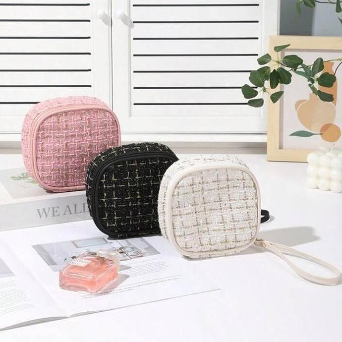 SEIRAKY POUCH KOSMETIK RAJUT MINI Travel Bag Makeup Wanita Tas Pouch Penyimpanan Riasan Lipstik Serb