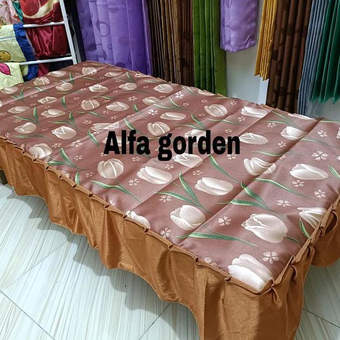 Okushonga- Taplak Meja Bunga/Cover Meja/Tutup Meja Rumbai Dekorasi Merah Biru Hijau Ungu Abu Gold Co