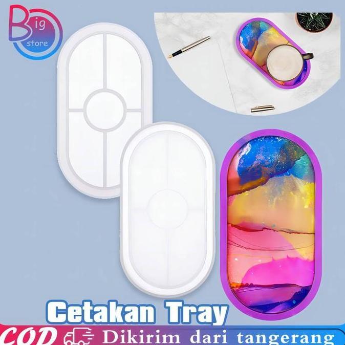 DISSORDE Cetakan Resin Silikon Oval / Cetakan Silicone Resin Tray / Oval Coaster Mold Untuk Kerajina