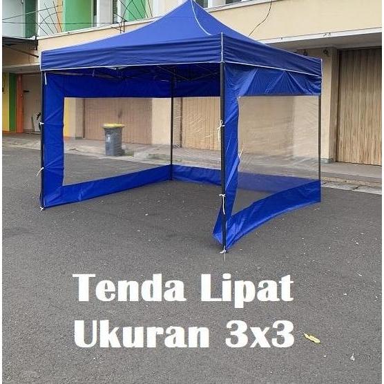 Tenda Lipat 3X3 Lengkap Dinding Mika 3 Sisi