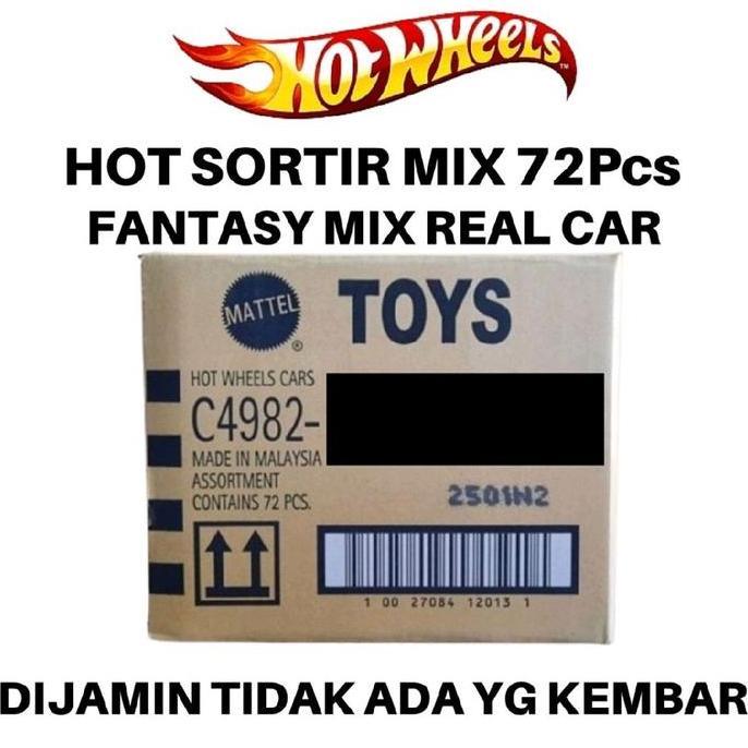 BARU HotWheels PAKET USAHA HotWheels 1 DUS MIX 72Pcs Fantasy Mix Real Car Original Mattel Berkualita