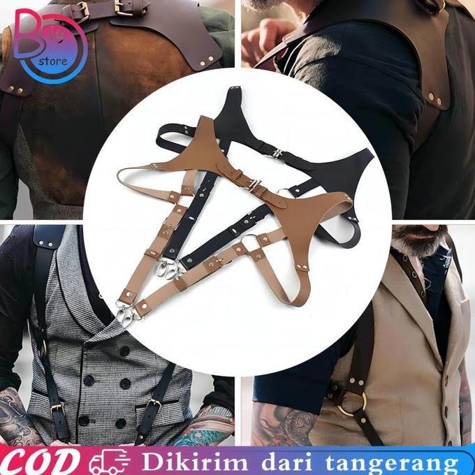 DISSORDE Pu Leather Suspender Suspender Kulit Pu Suspender Pria Kulit Suspender Backpack Suspender D