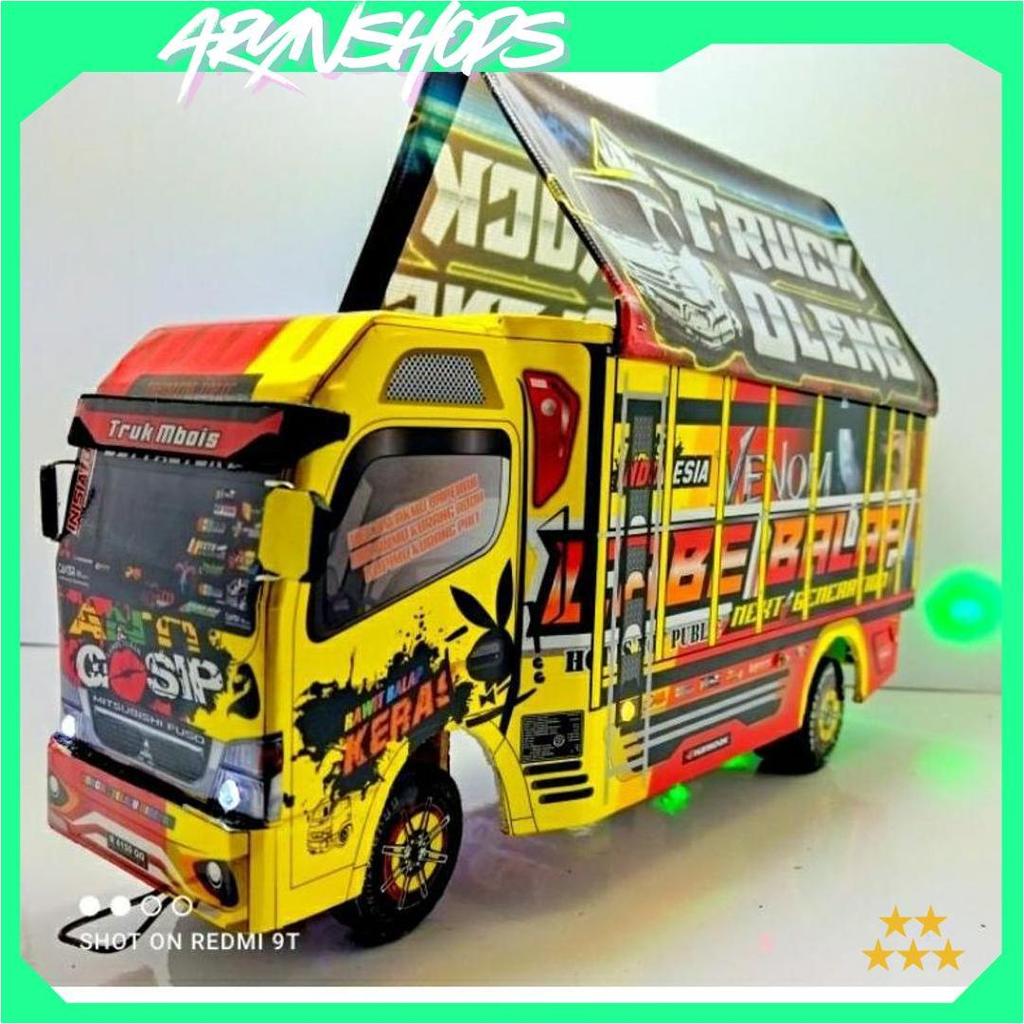 Truk Oleng Miniatur Triplek LED Aman Anak ZH COD