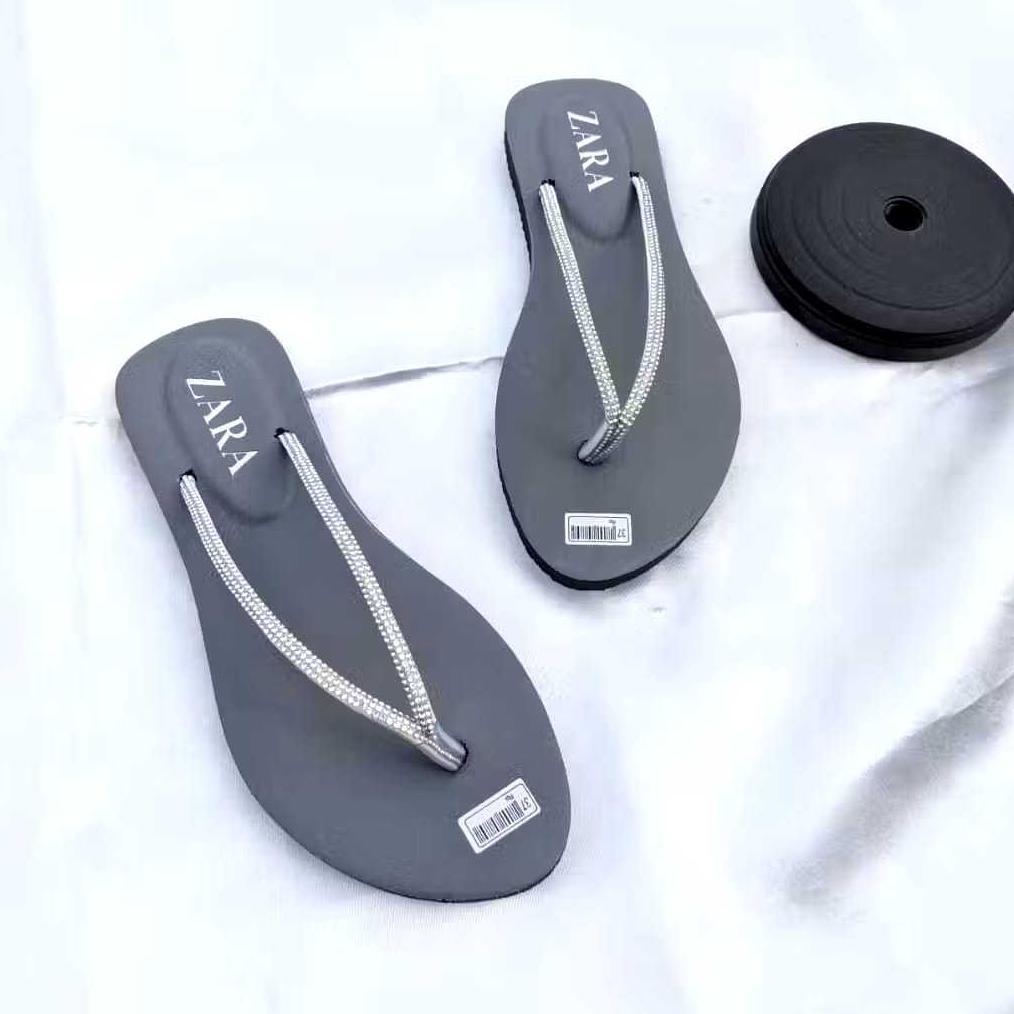 PROMO SANDAL FLAT WANITA KUALITAS PREMIUM ZARA ANTISLIP TALI DOUBLE MUTIRA SANDALREND VIRAL