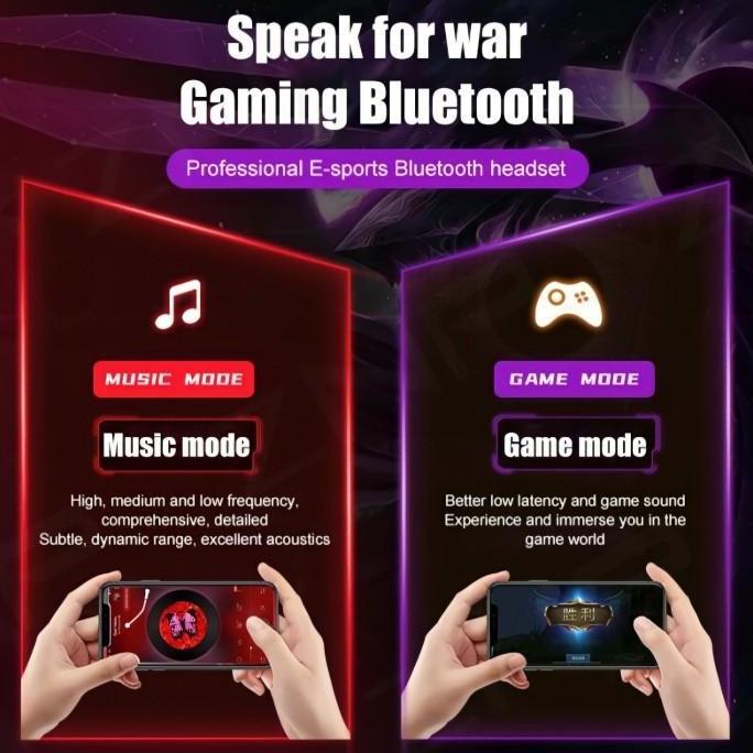 T33 Wireless Gaming Headset Bluetooth 5.1 Earphone TWS Bass Stereo