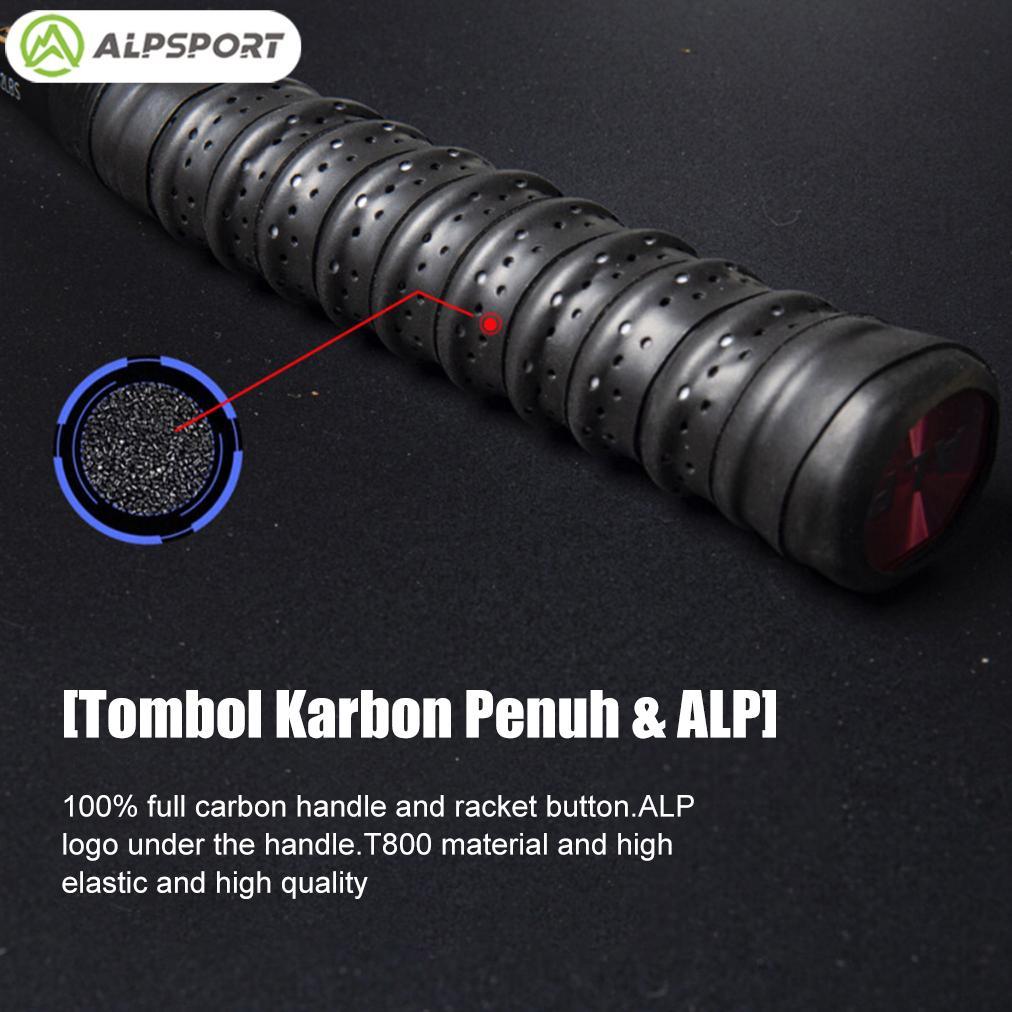 SUPER DEAL ALPSPORT RR 2RAKET + TAS 4U G5 100% SERAT KARBON PENUH DESAIN ASLI 22-28LBS T800 RAKET BU