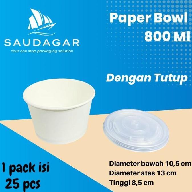 Paper Rice Bowl 800 ml / Mangkok Kertas Dengan Tutup