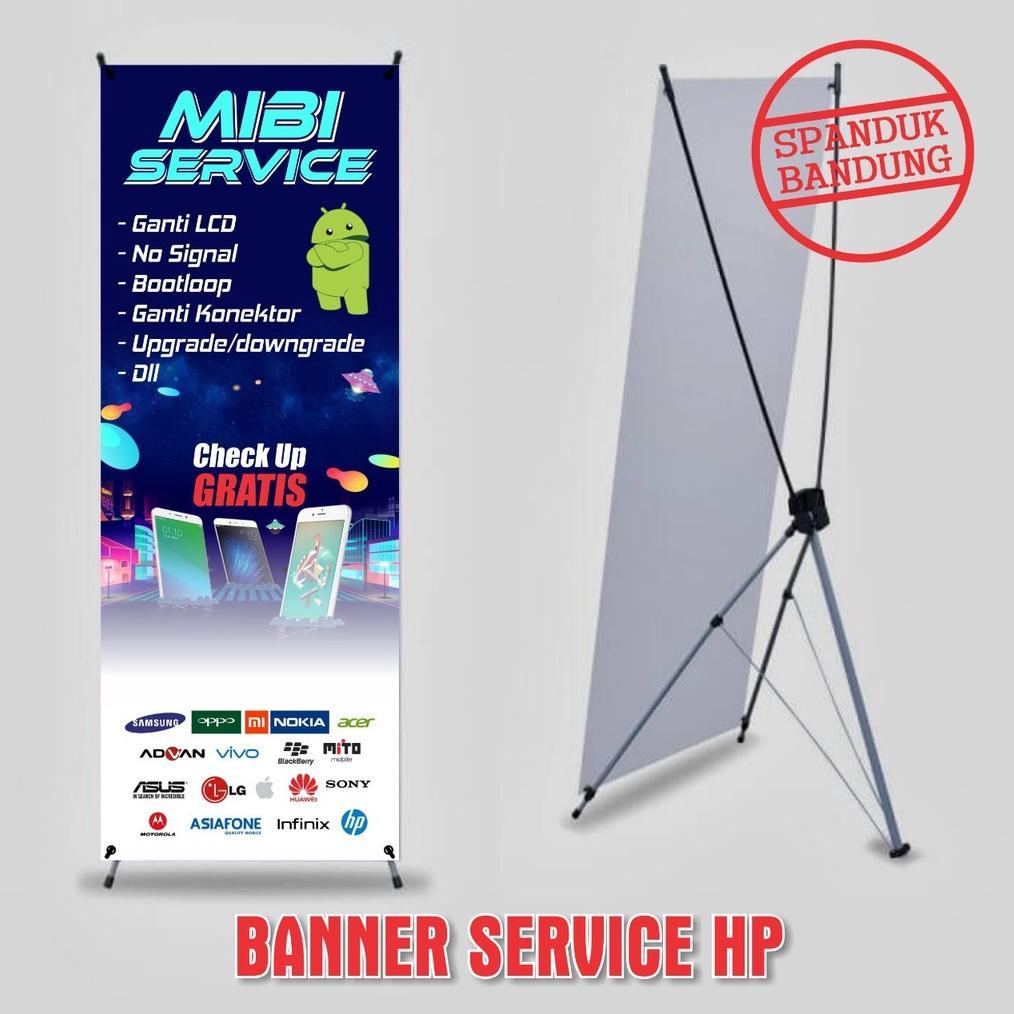 TERBARU 2026 spanduk usaha banner 60 x 160 cm / banner service hp / banner makanan / paket stand ban