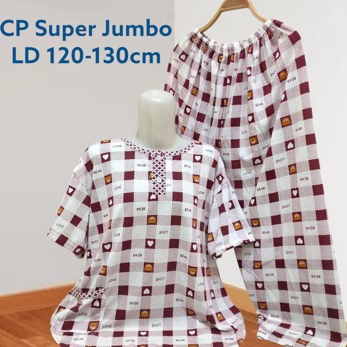 Baju Tidur CP Super Jumbo Babydoll Wanita CP Oversize Bahan Kaos LD 130cm Gambar Bordir Dan Sablon E