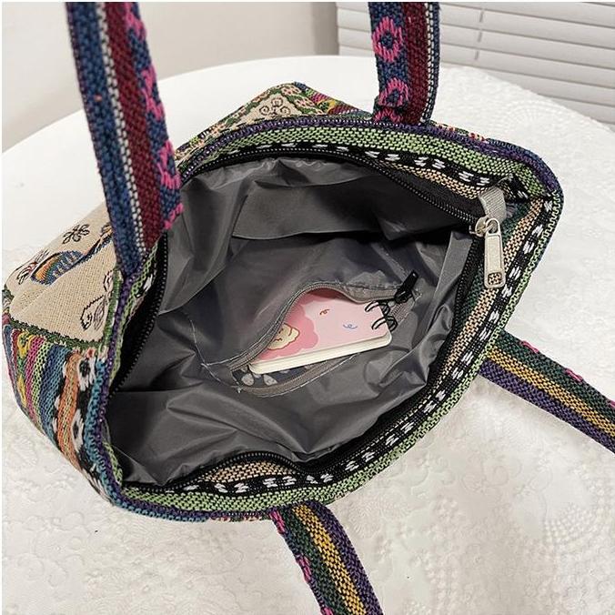 Baggu- Mall Tas Totebag Wanita Fashion Retro Korea Dengan Resleting Tas Bahu Kanvas Bag01 Plastik To