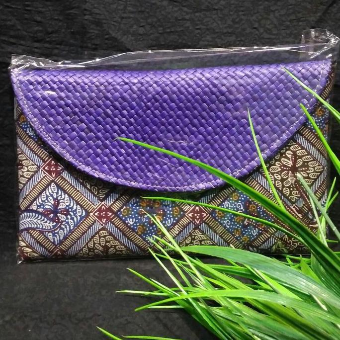 clutch batik lawasan anyaman pandan dompet tas gift khas Indonesia 021 KS