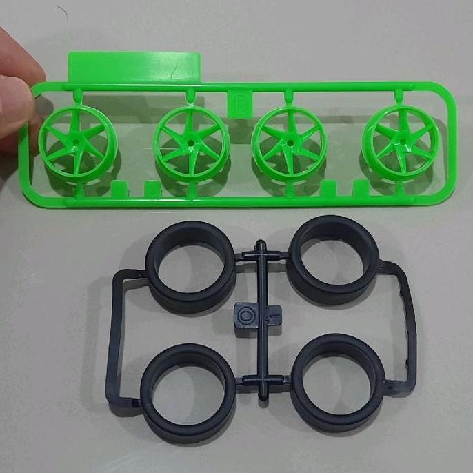 Velg Spiral Hijau Ori Tamiya + Ban Velg Spiral Ori
