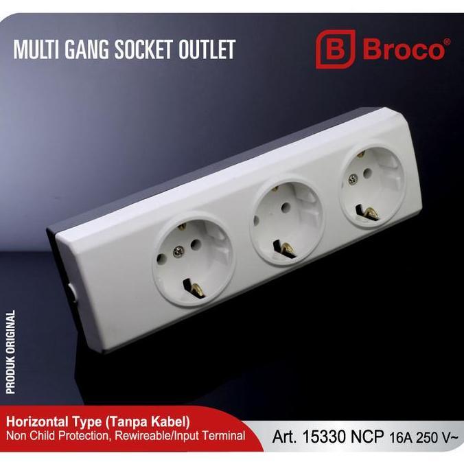 Stop Kontak BROCO / Terminal BROCO / Stop Kontak 3 Lubang Putih BROCO