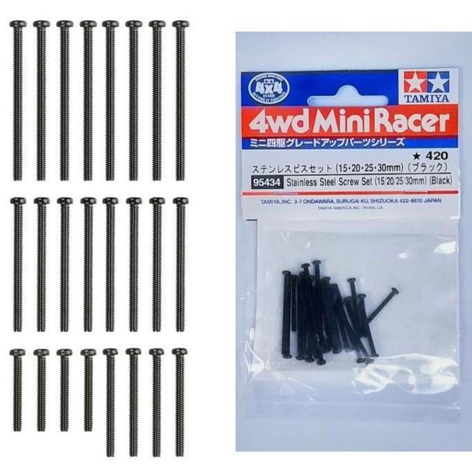 TAMIYA 95434 STAINLESS STELL SCREW SET [ 15/20/25/30MM /BLACK ]