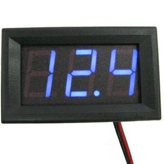 Digital Voltmeter Mini Biru Dengan Frame V DC 2 kabel